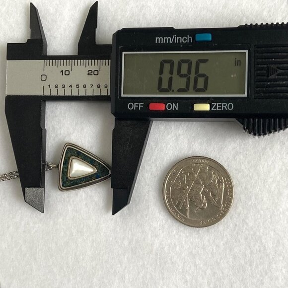 Sterling Silver 925 Relios Carolyn Pollack Green Stone MOP Pendant Necklace 18" - Picture 14 of 16